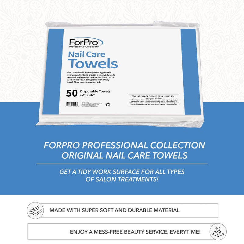 ForPro Professional Collection Original Nail Care Towels for Manicures and Pedicures, Lint-Free, Disposable Towels, 12" x 16", 50-Count - Image 3
